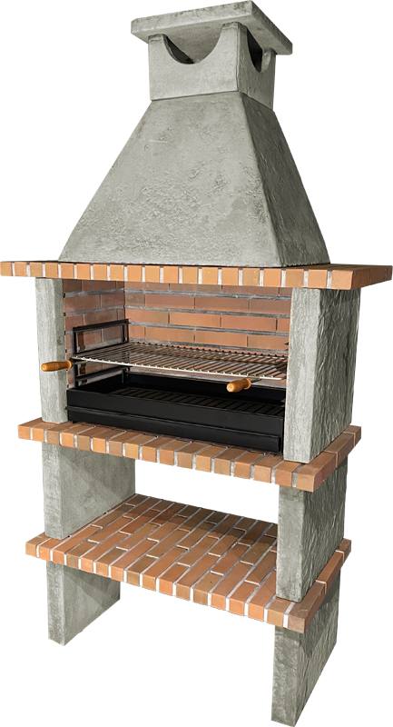 Terra 25 – Barbacoa de piedra reconstituida con parrilla de 80 cm (acero inoxidable opcional)