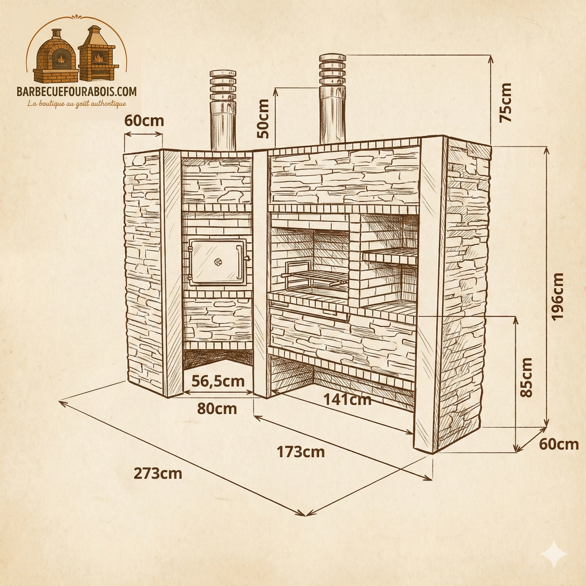 Inoxa 408 (Serie 400) – Cocina de exterior de esquina con horno Ø75, parrilla de acero inoxidable 80×38 y encimera de gres