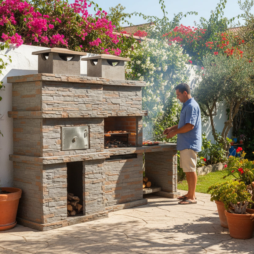 🔥 Rocca Four 474 – Barbacoa de Piedra con Horno y Fregadero Inoxidable