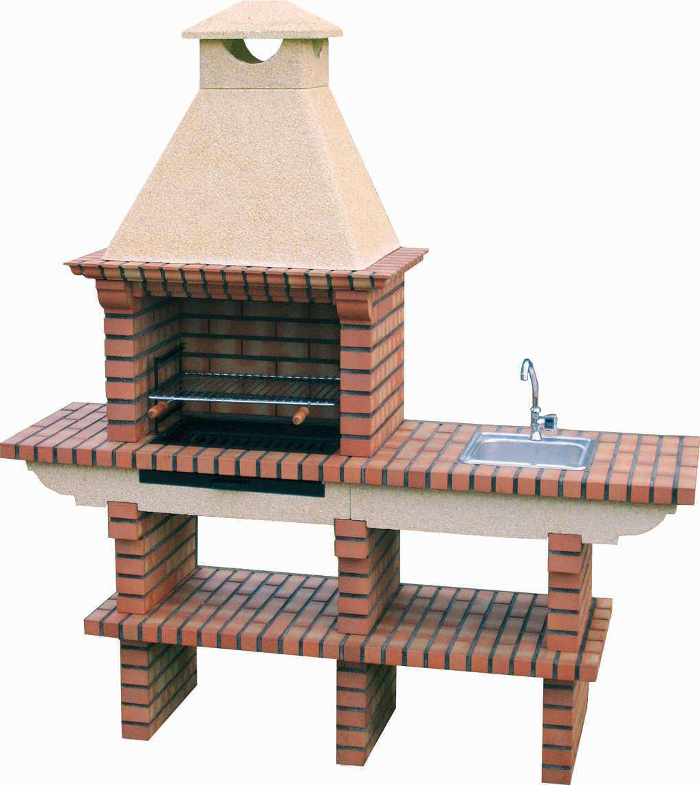 Barbacoa de Ladrillo TerraCotto 122 – Con Fregadero Inox & Balda de Ladrillos
