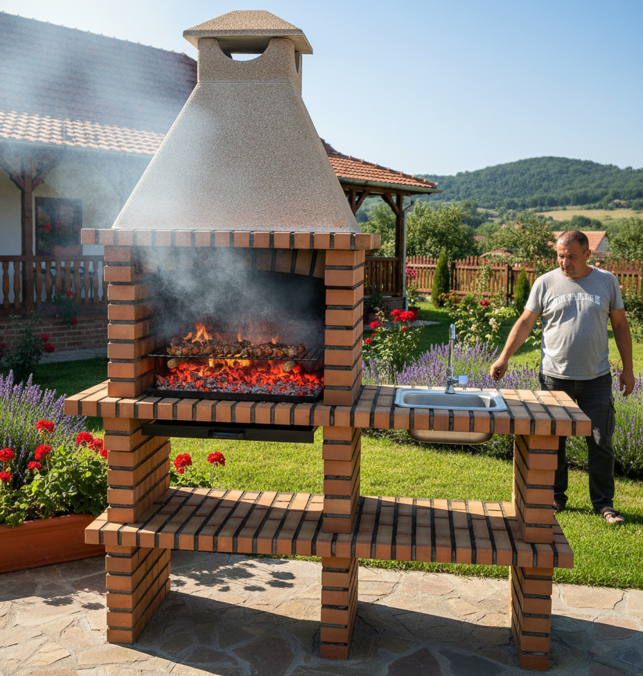Barbacoa de Ladrillo TerraCotto 141 – Con Módulo de Fregadero Independiente