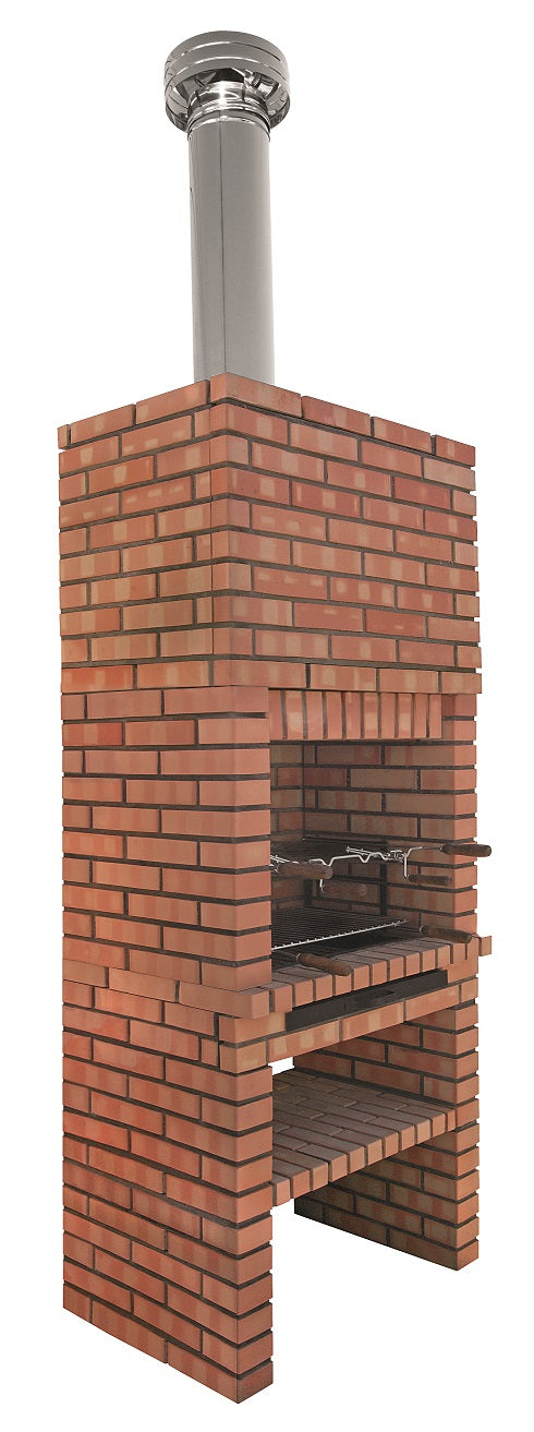 Calabria 325 – Barbacoa tradicional de ladrillo y piedra reconstituida con grandes estantes – parrilla de 90 cm