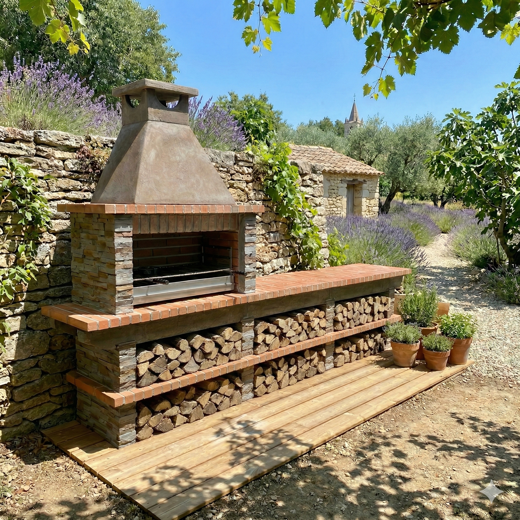 Basalto 480 – Barbacoa de piedra reconstruida imitación pizarra con mesa grande + encimera – Parrilla de 80 cm (Gris o Marrón) – Fregadero de acero inoxidable opcional