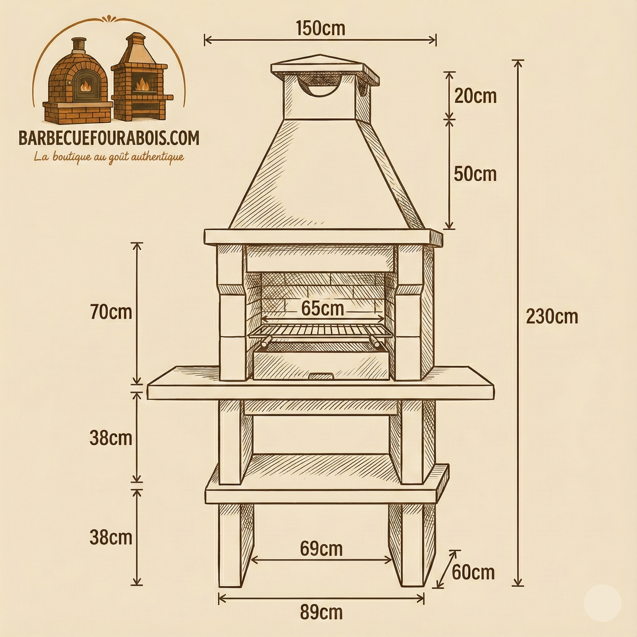 Pietra 051 – Barbacoa de granito de 60 cm con hogar refractario