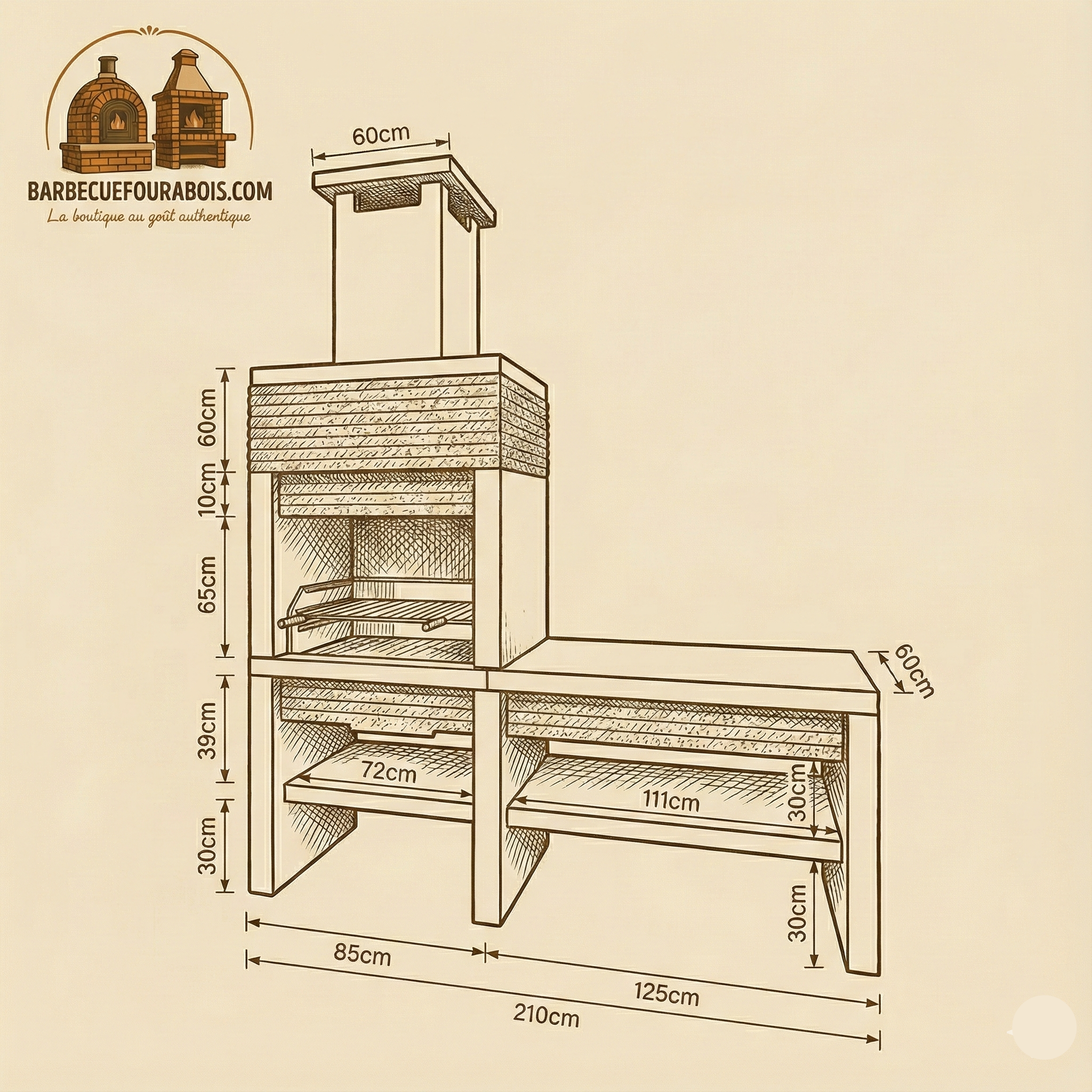 Granito 24 – Cocina de exterior de granito con fregadero y parrilla de 70 cm