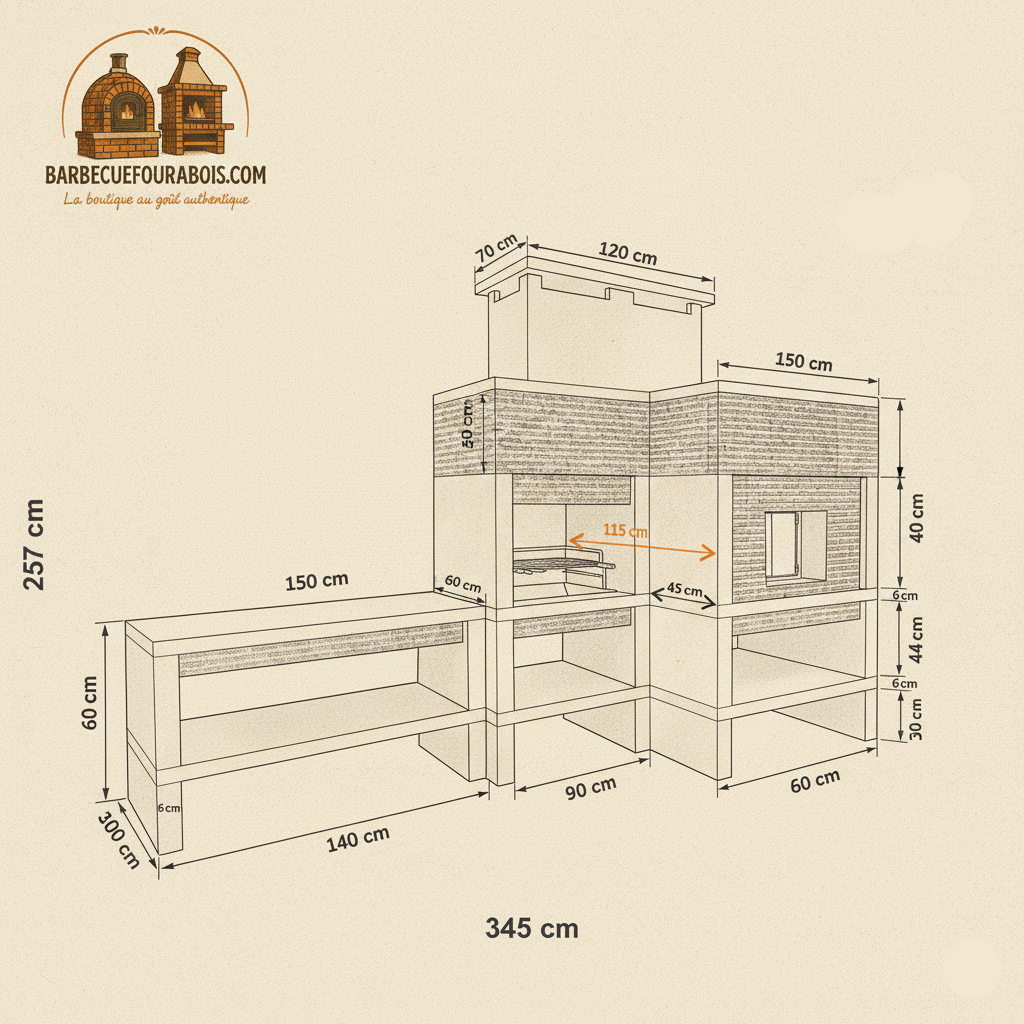 Granito 25 – Cocina exterior de granito XXL con horno y fregadero (parrilla de 70 cm)