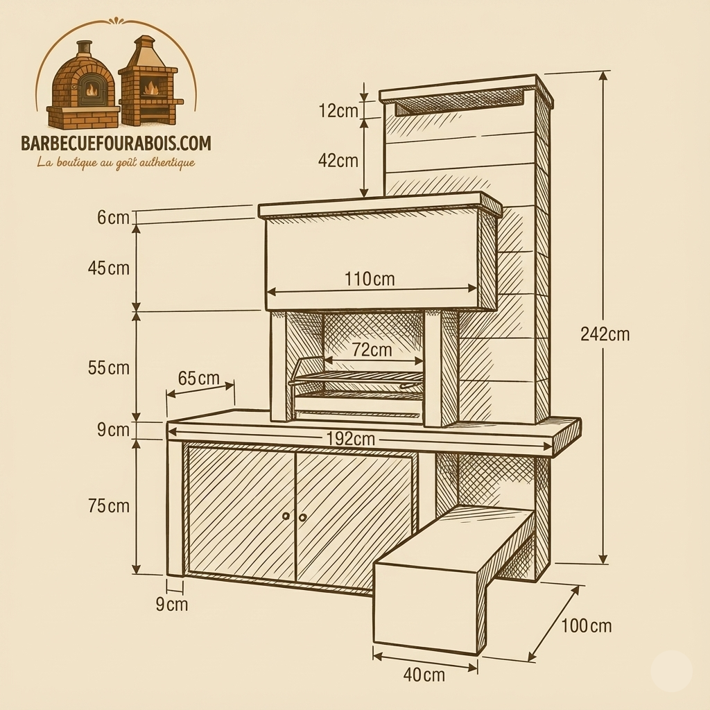 Granito 51 – Cocina exterior de granito moderna con parrilla de 70 cm y almacenamiento cerrado