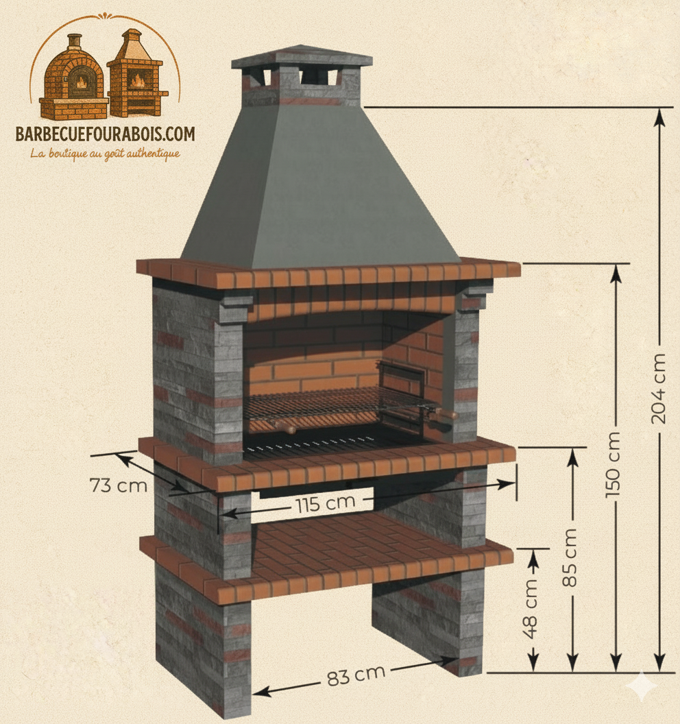 Barbacoa Riviera XL 420 – Modelo de Piedra Reconstituida con Hogar Amplio y Parrilla Regulable