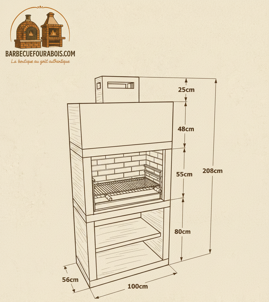 Línea 25 – Barbacoa moderna de diseño (4 colores) con parrilla de acero de 80 cm incluida