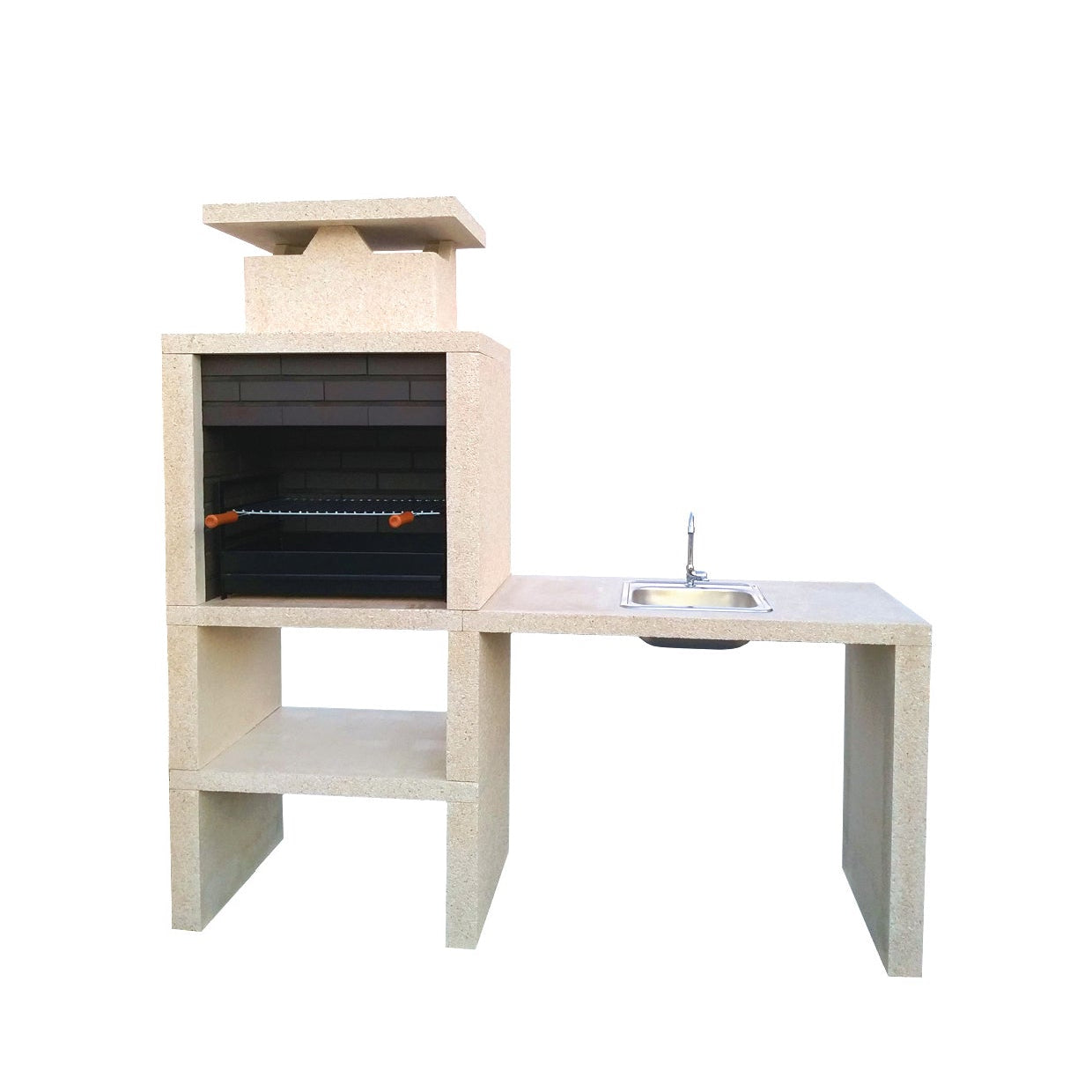 Nexa 609 – Barbacoa moderna con fregadero (lado a elegir) y parrilla de 60×40 (acero inoxidable opcional)