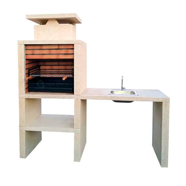 Nexa 609 – Barbacoa moderna con fregadero (lado a elegir) y parrilla de 60×40 (acero inoxidable opcional)