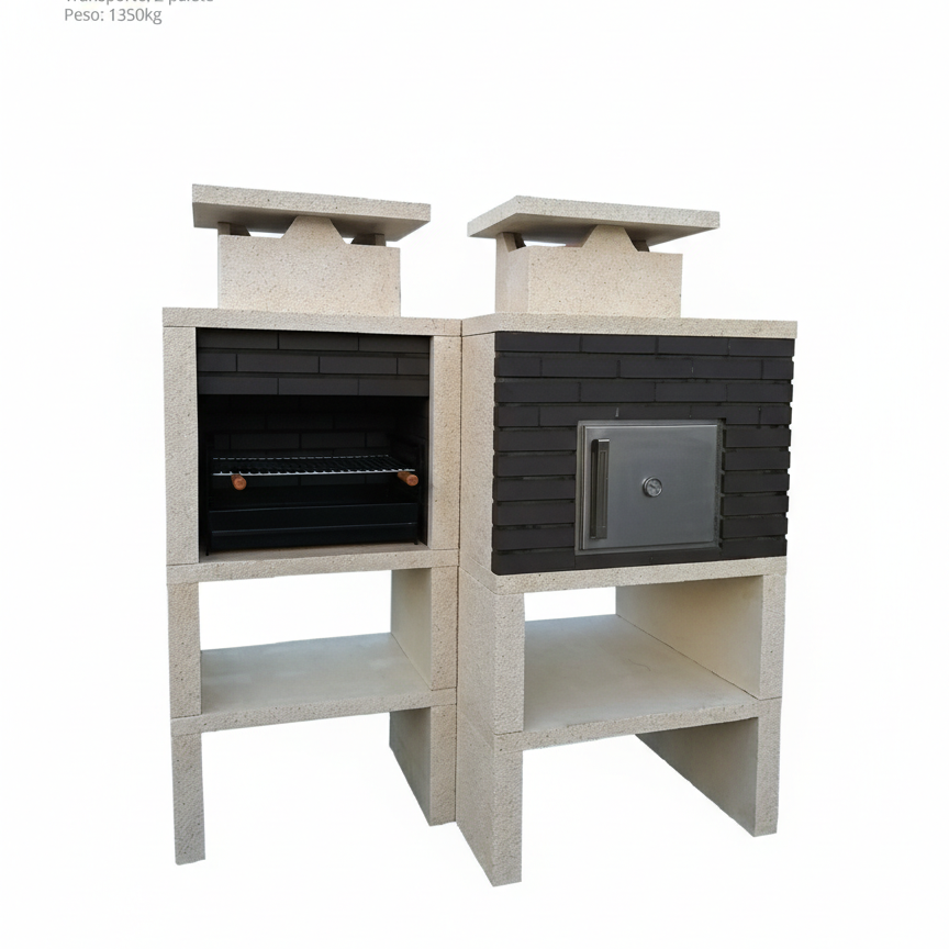 Nexa 612 – Barbacoa y Horno Ø75 cm – Parrilla 60×40 cm (ladrillos grises opcionales)