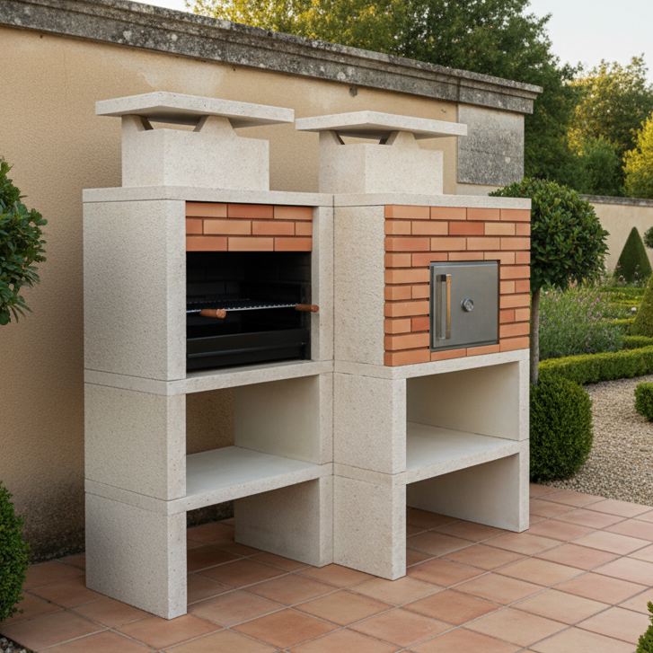 Nexa 612 – Barbacoa y Horno Ø75 cm – Parrilla 60×40 cm (ladrillos grises opcionales)