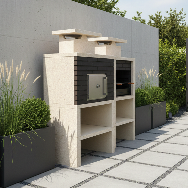 Nexa 612 – Barbacoa y Horno Ø75 cm – Parrilla 60×40 cm (ladrillos grises opcionales)