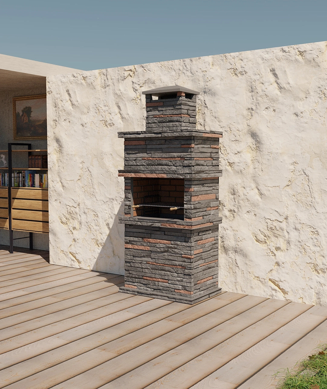Barbacoa de Piedra Reconstituida Rocca 470 – Diseño Macizo y Rusticidad Mediterránea