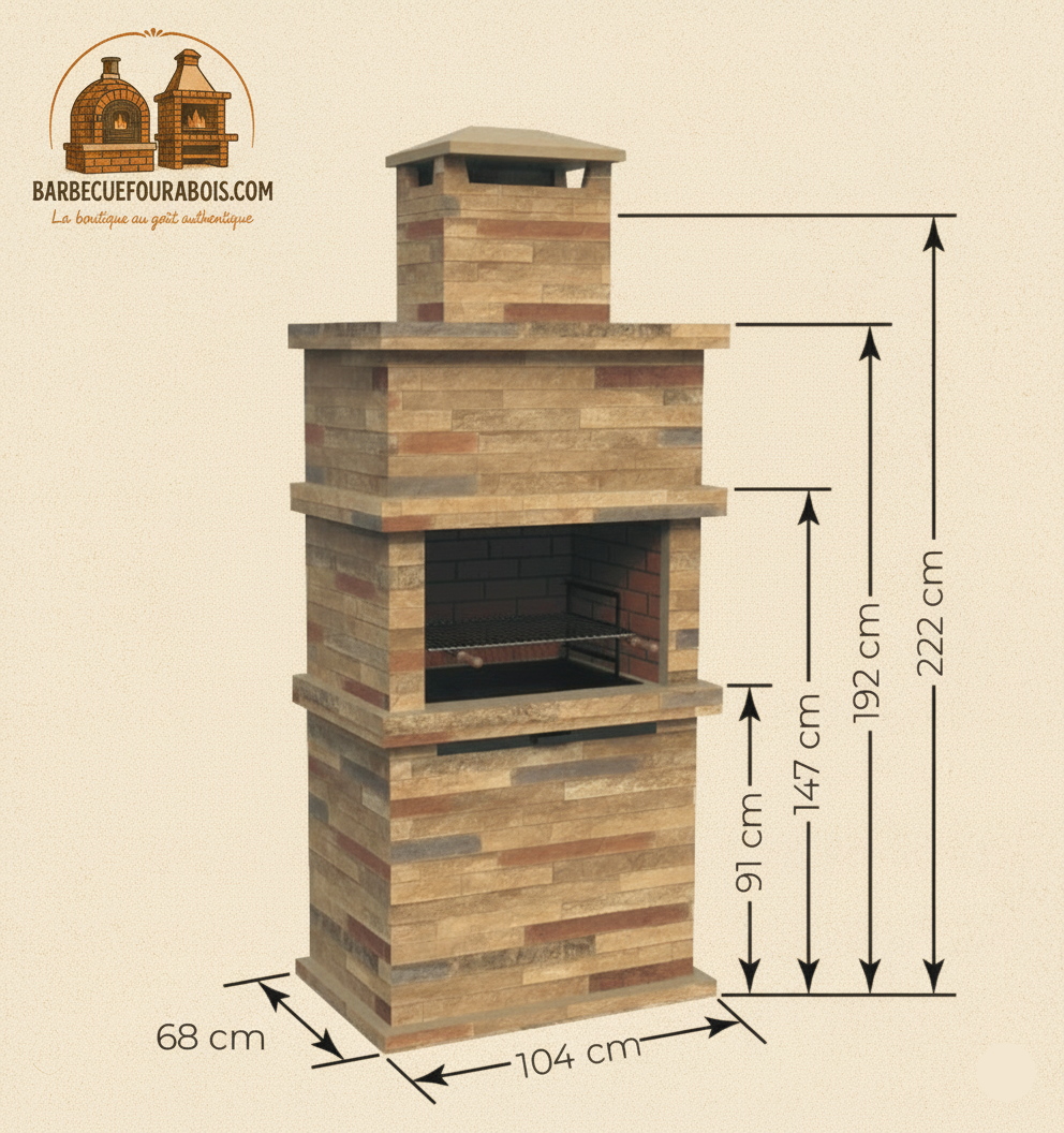 Barbacoa de Piedra Reconstituida Rocca 470 – Diseño Macizo y Rusticidad Mediterránea