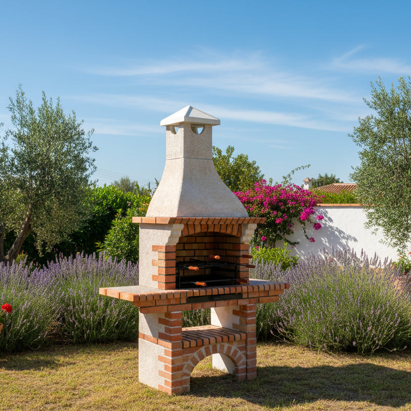 Calabria 207 – Barbacoa tradicional de ladrillo y piedra reconstituida – asador 60 cm
