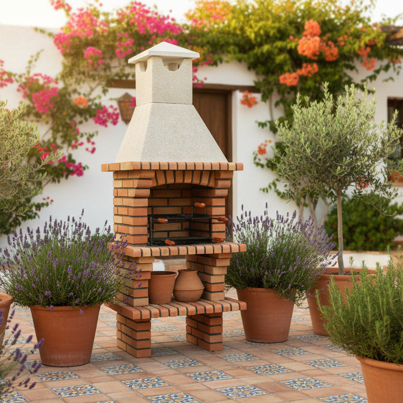 Calabria 60 – Barbacoa tradicional de ladrillo y piedra reconstruida – abertura 47 cm