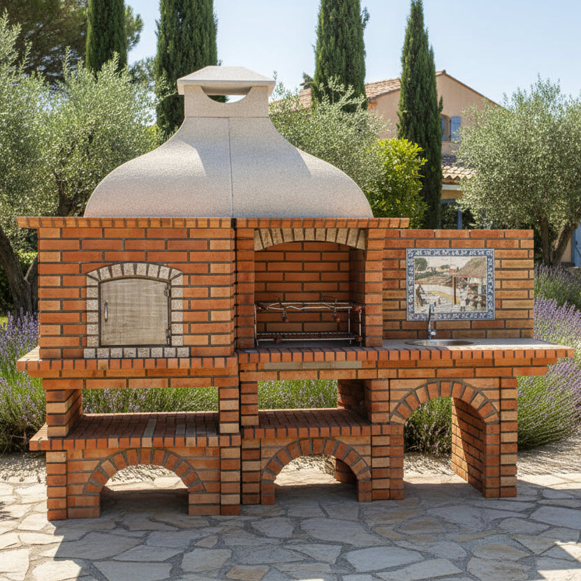Calabria 902 - Barbacoa de ladrillo con horno de leña y fregadero opcional
