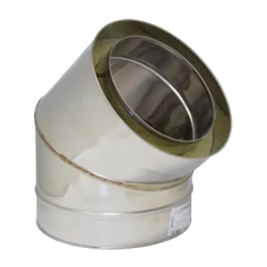 Codo chimenea 45° inox – Ø140 (estándar) o Ø190 (aislado)