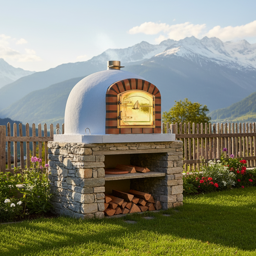 Horno de leña CENTORO 120 cm – Horno de pizza tradicional con chimenea central