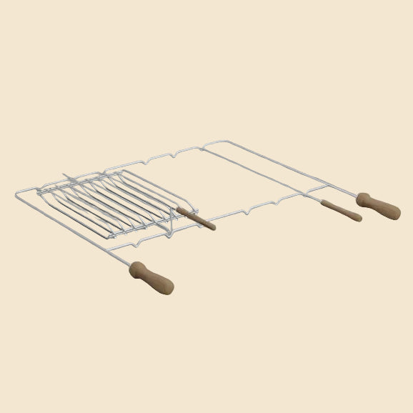 Parrilla doble BBQ Mangos de madera – Pescado y asados – Acero o Inox (Brava/Riviera/Rocca/Urban)