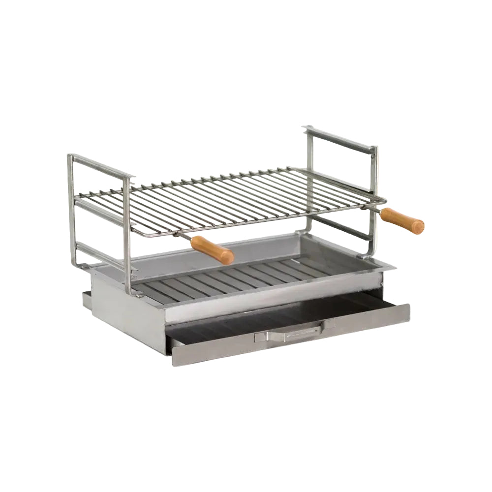 Asador empotrable de acero inoxidable – 60x38 / 70x38 / 80x38 – Con parrilla y cajón (Envío gratuito)