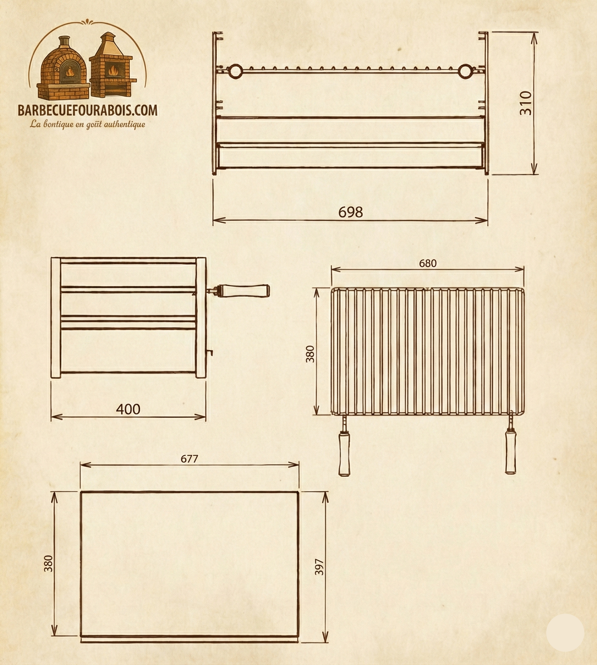 Parrilla de sobremesa de acero inoxidable – 60x40 / 70x40 / 80x40 – Envío gratuito