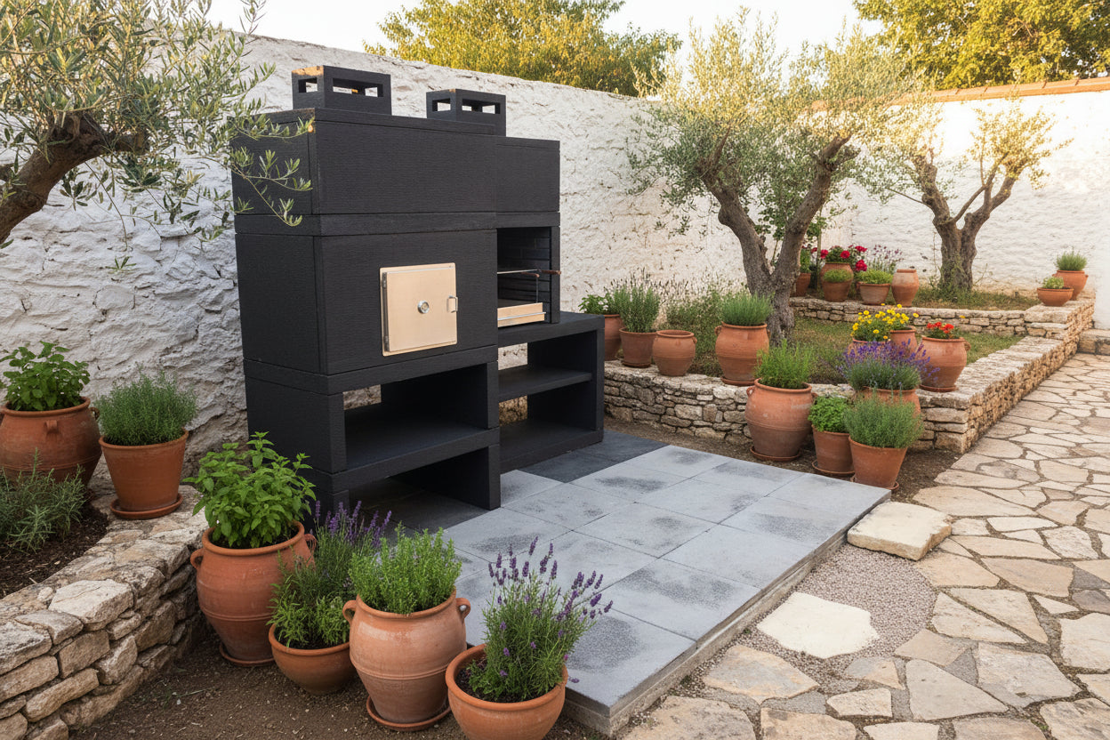 Línea 12F – Barbacoa Moderna Modular con Horno Ø80 y Parrilla 60 cm