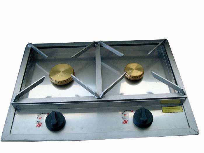 Placa de cocción de gas empotrable de acero inoxidable – Rejilla extraíble (para integrar en la barbacoa)