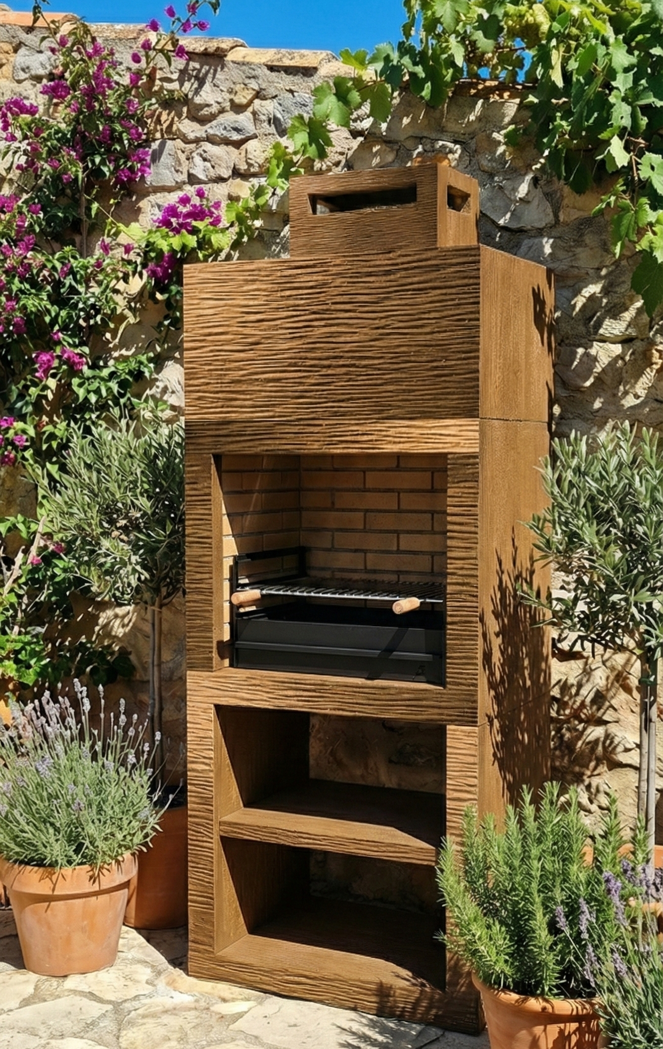 Línea 10 – Barbacoa de diseño moderno (4 colores) con parrilla de acero de 60 cm incluida