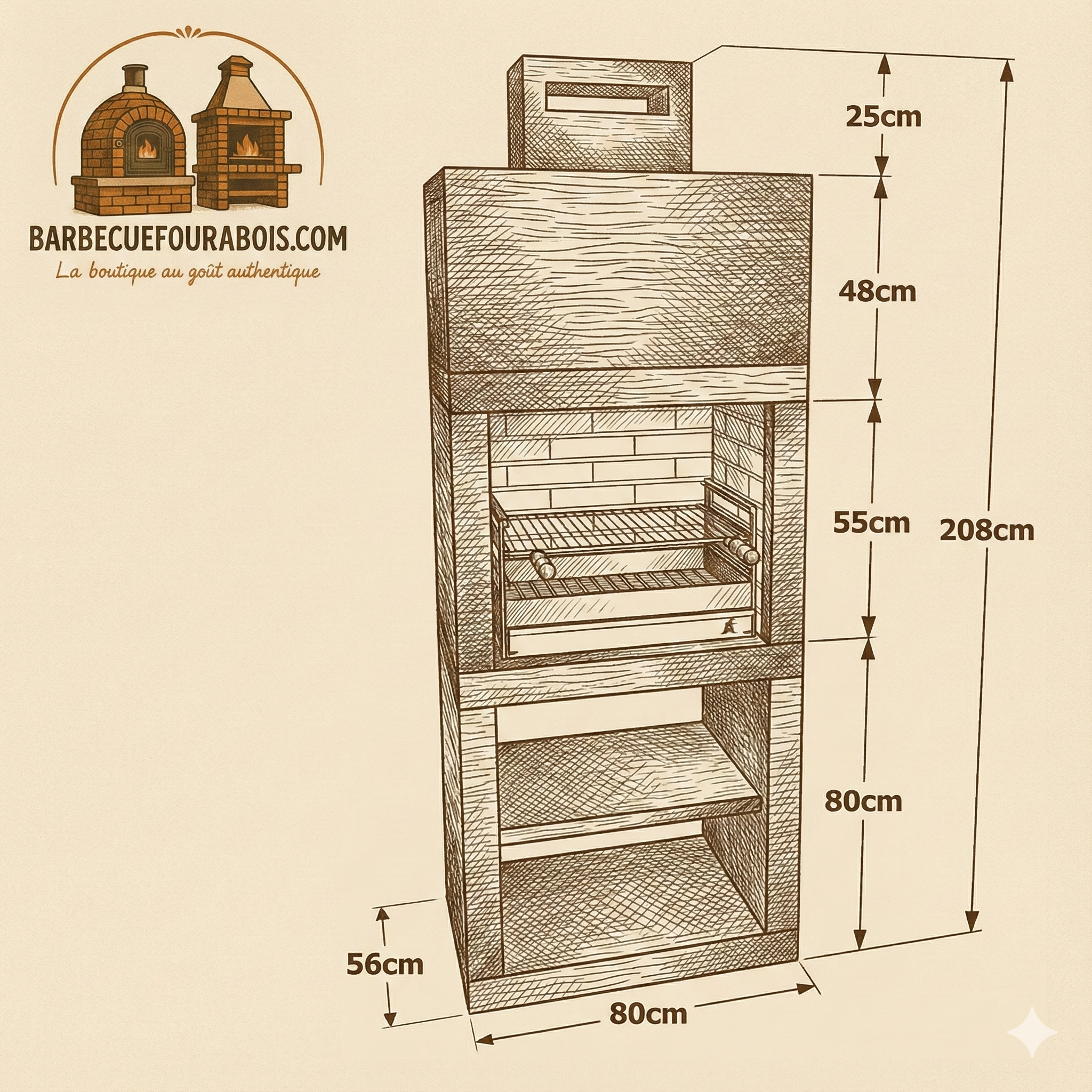 Línea 10 – Barbacoa de diseño moderno (4 colores) con parrilla de acero de 60 cm incluida
