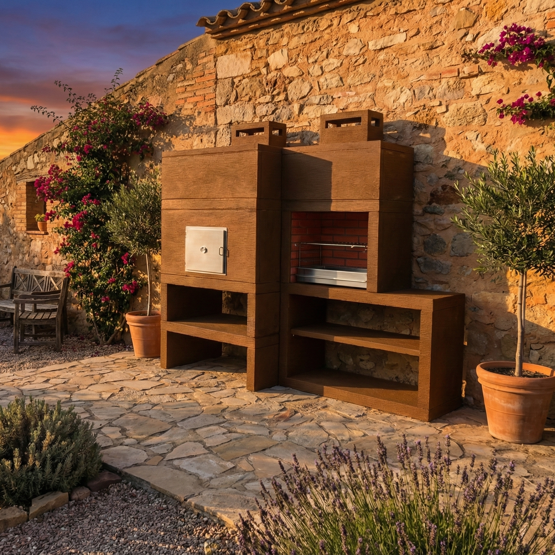Línea 12F – Barbacoa Moderna Modular con Horno Ø80 y Parrilla 60 cm