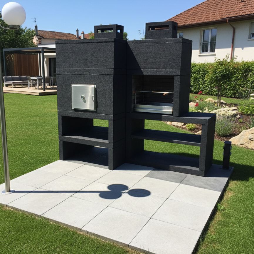 Línea 12F – Barbacoa Moderna Modular con Horno Ø80 y Parrilla 60 cm
