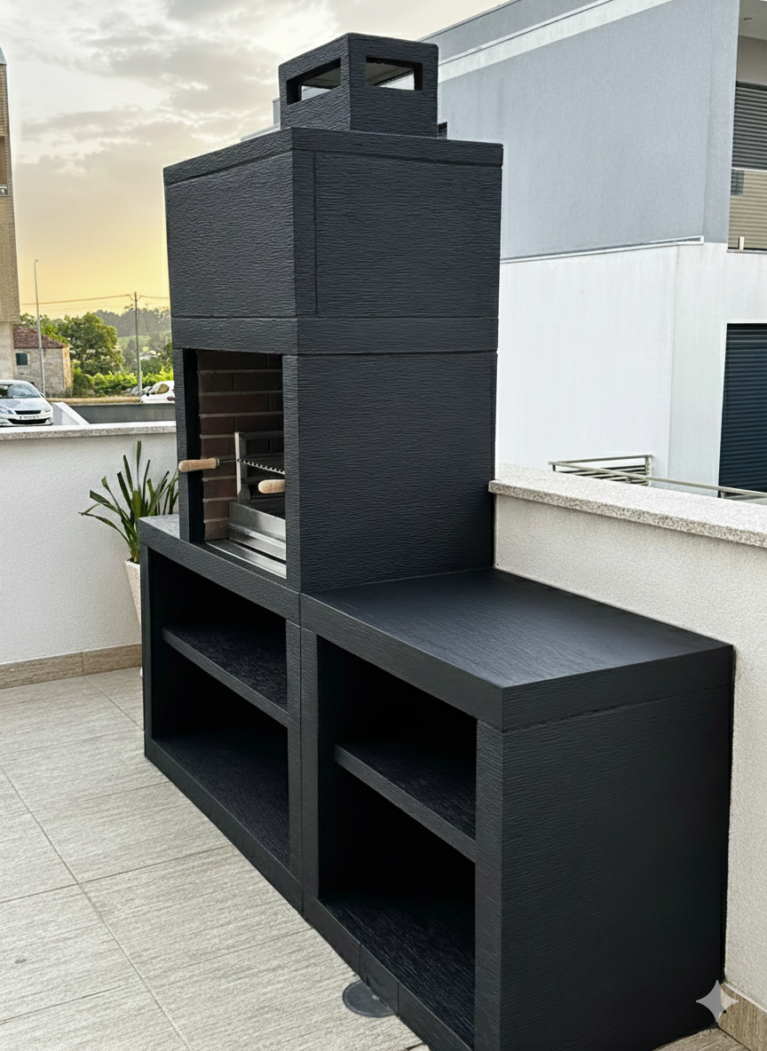 Línea 30 – Cocina exterior moderna de 200 cm (módulos intercambiables) – parrilla de acero de 60 cm, fregadero opcional