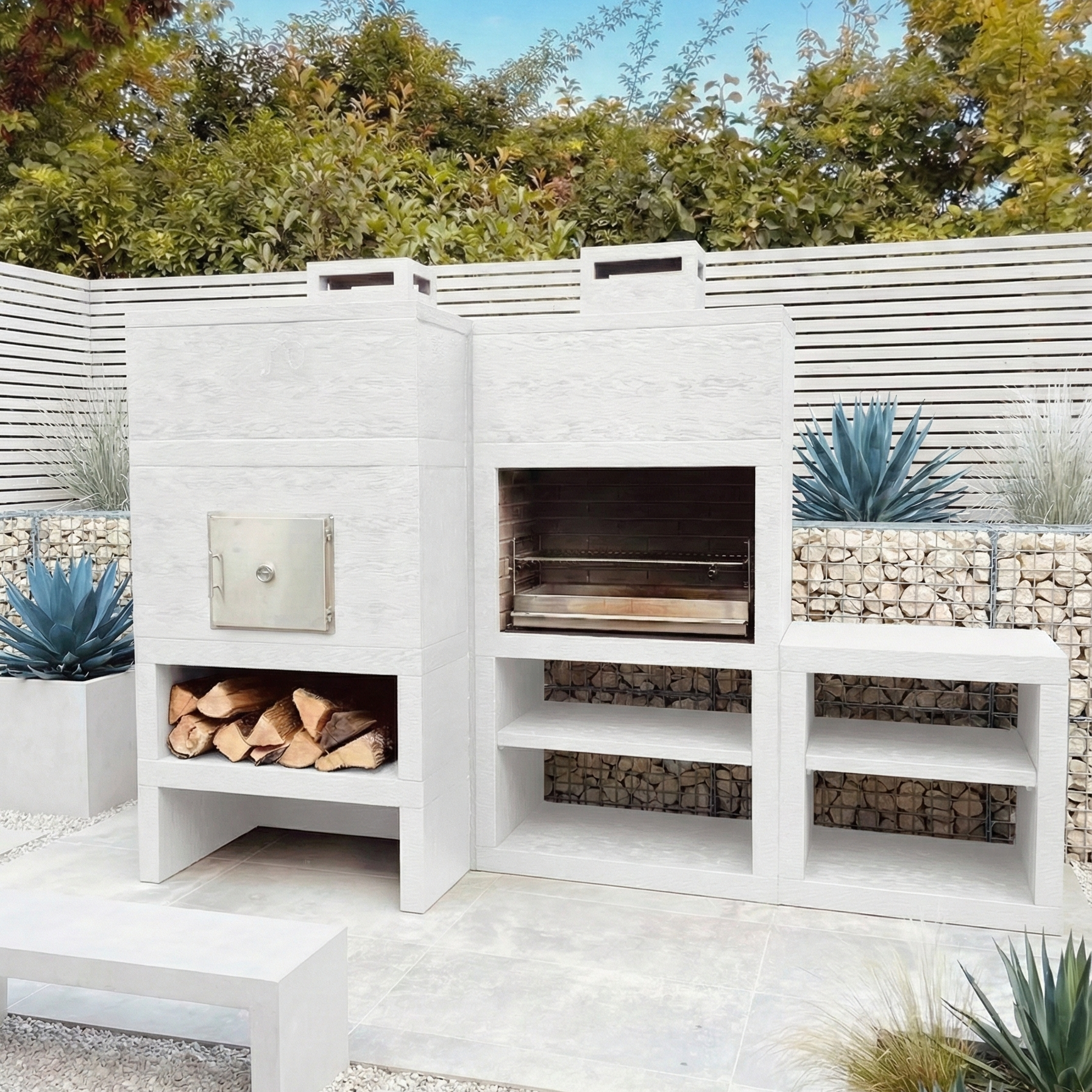 Línea 41F – Cocina modular para exterior con horno Ø80 cm y fregadero opcional (80 cm)