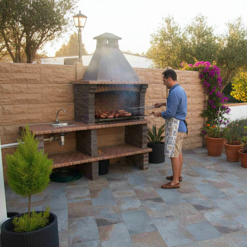 Barbacoa de Piedra Rivieira XL 422 – Con Módulo y Fregadero de Acero Inoxidable