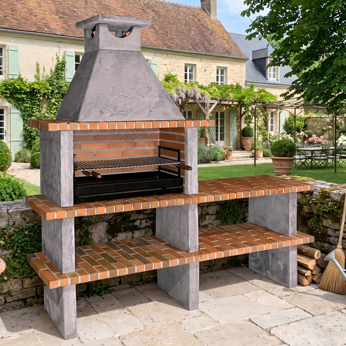 Terra 42 – Reconstituted stone barbecue with 80 cm grill and choice of sink