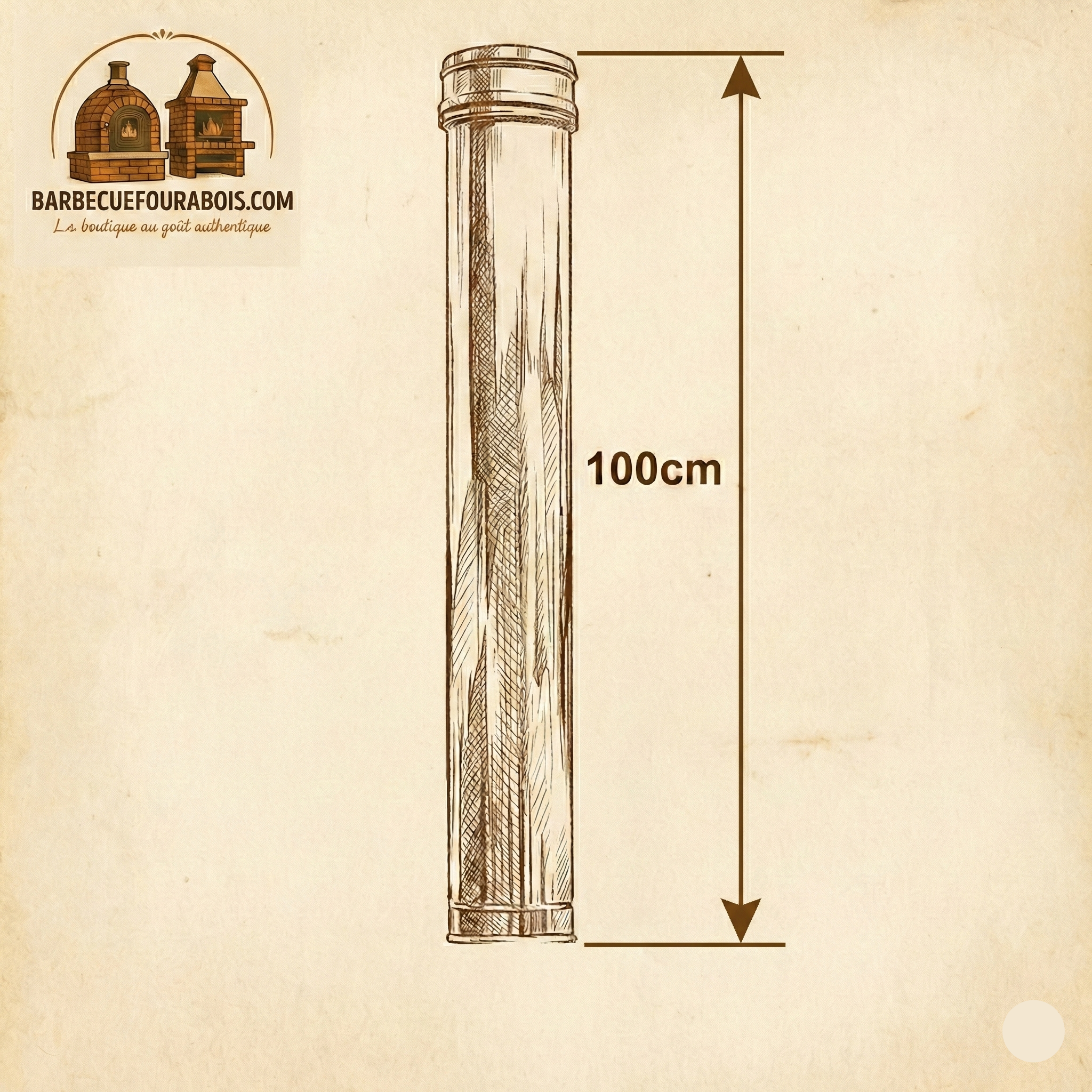 Tubo de chimenea inoxidable 1 m – Ø140 (estándar) o Ø190 (aislado) – Horno de leña