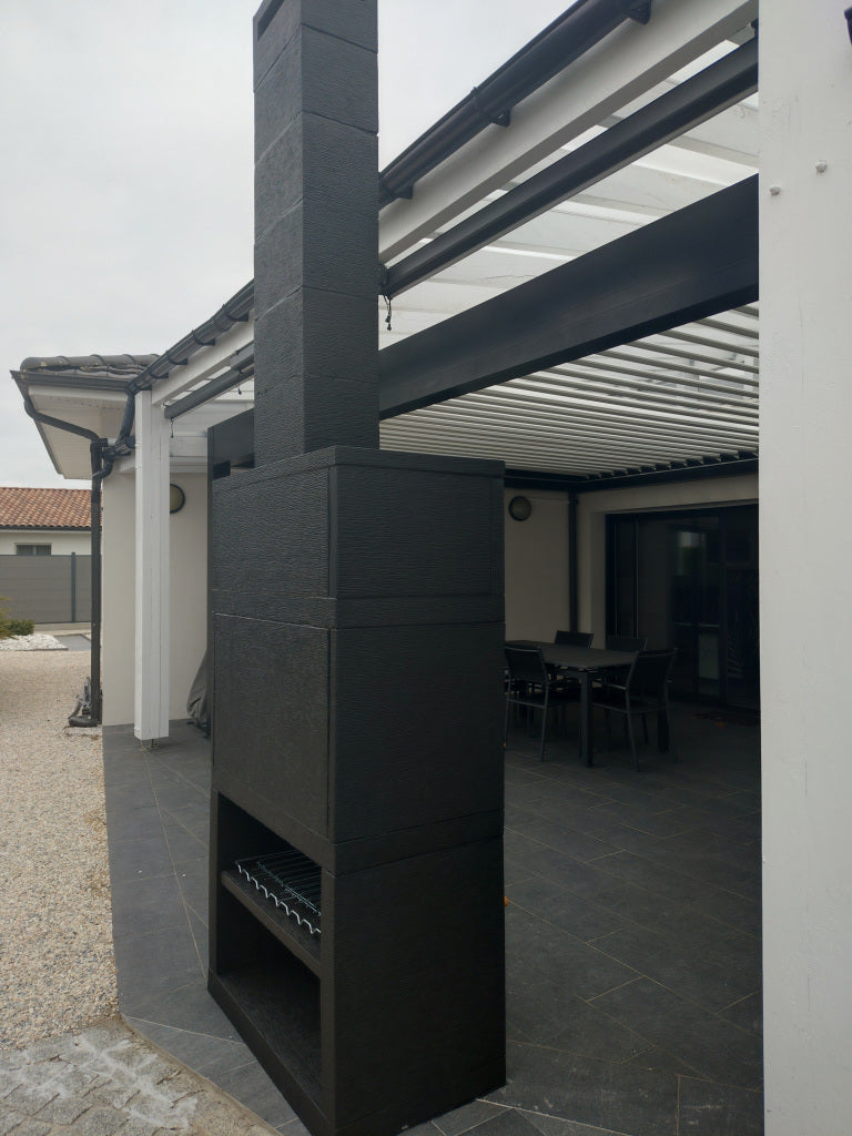 Línea 25 – Barbacoa moderna de diseño (4 colores) con parrilla de acero de 80 cm incluida
