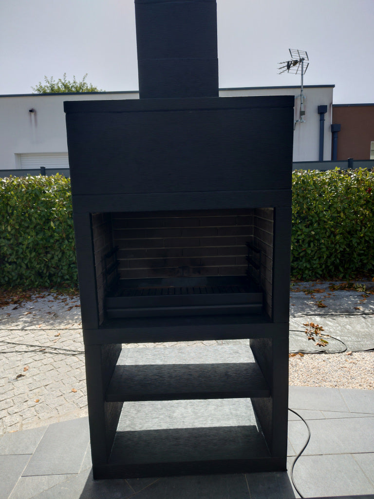 Línea 25 – Barbacoa moderna de diseño (4 colores) con parrilla de acero de 80 cm incluida