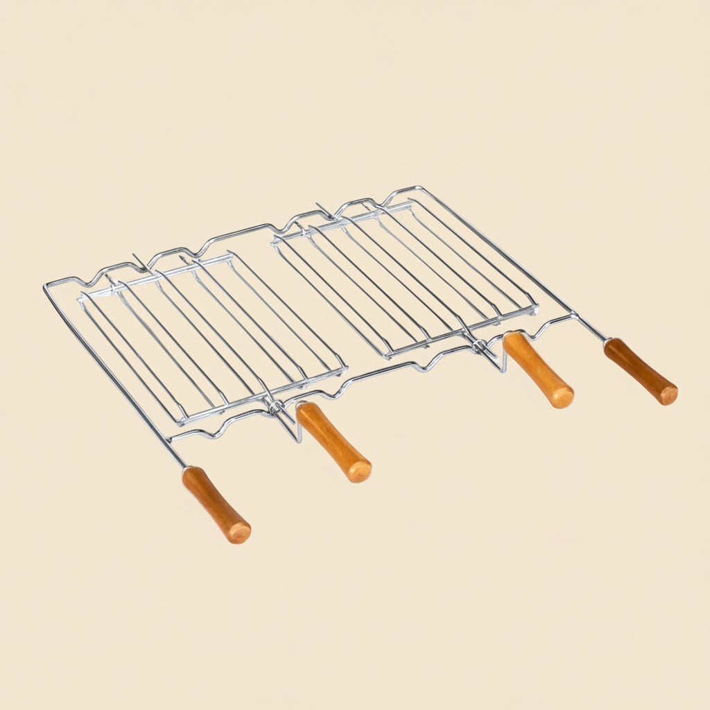 Parrilla Doble Linea – Pescado y Parrilladas – Acero o Inoxidable – 2 Mini-Parrillas Incluidas (58x38 / 78x38)
