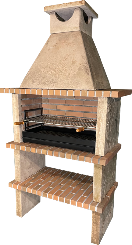 Terra 25 – Barbacoa de piedra reconstituida con parrilla de 80 cm (acero inoxidable opcional)