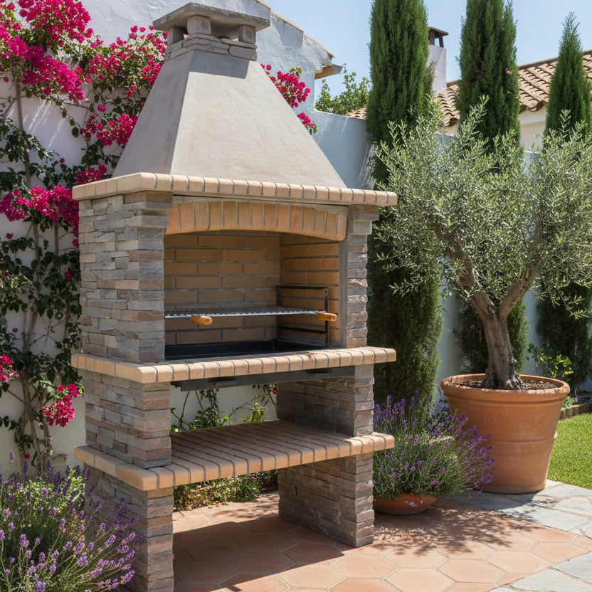 Barbacoa Riviera XL 420 – Modelo de Piedra Reconstituida con Hogar Amplio y Parrilla Regulable