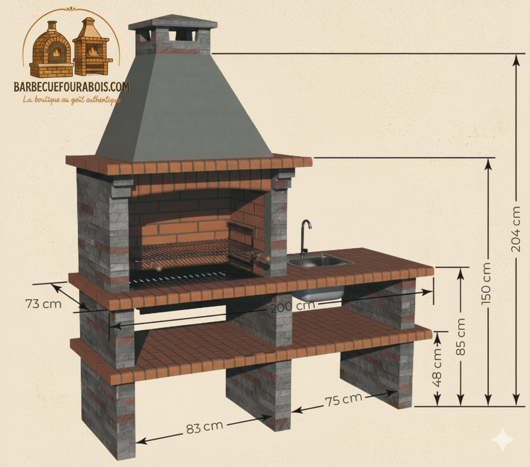 Barbacoa de Piedra Rivieira XL 422 – Con Módulo y Fregadero de Acero Inoxidable