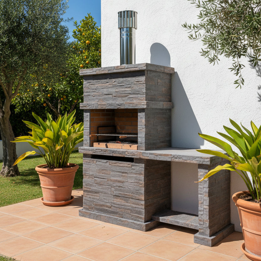 Barbacoa de Piedra Reconstituida Rocca 471 – Con Fregadero | Marrón / Gris