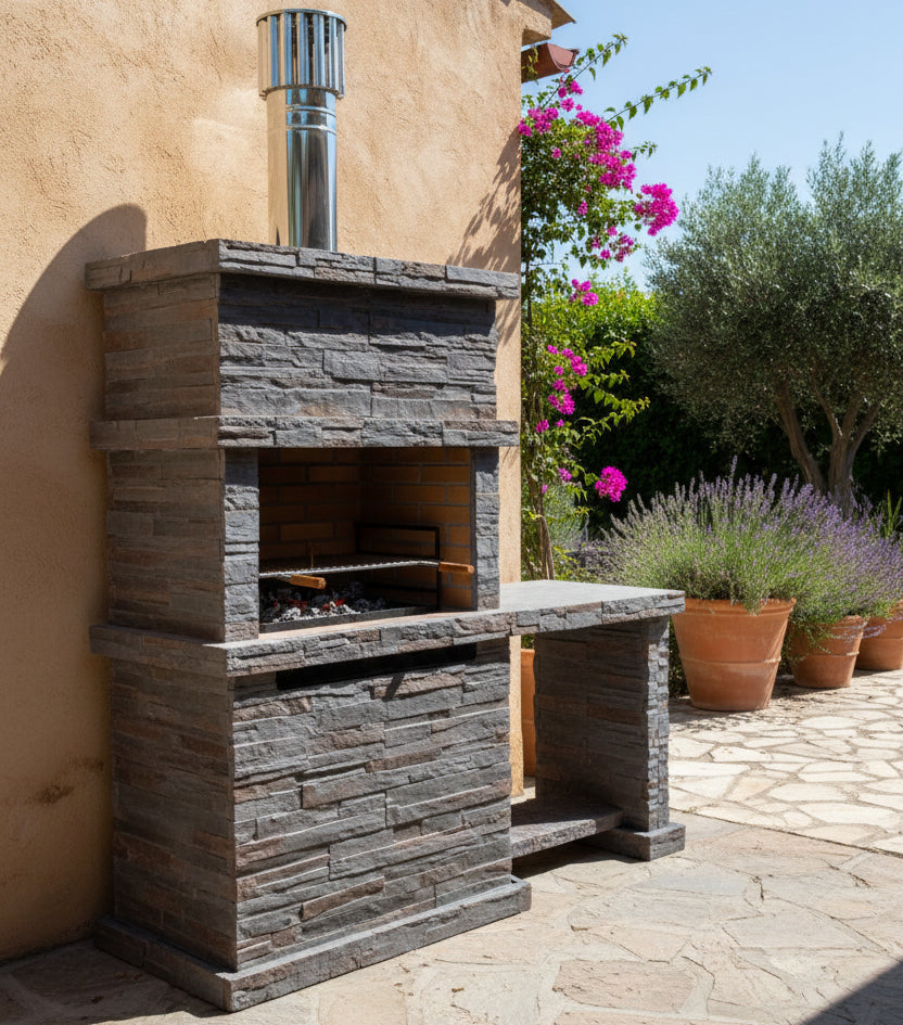 Barbacoa de Piedra Reconstituida Rocca 471 – Con Fregadero | Marrón / Gris