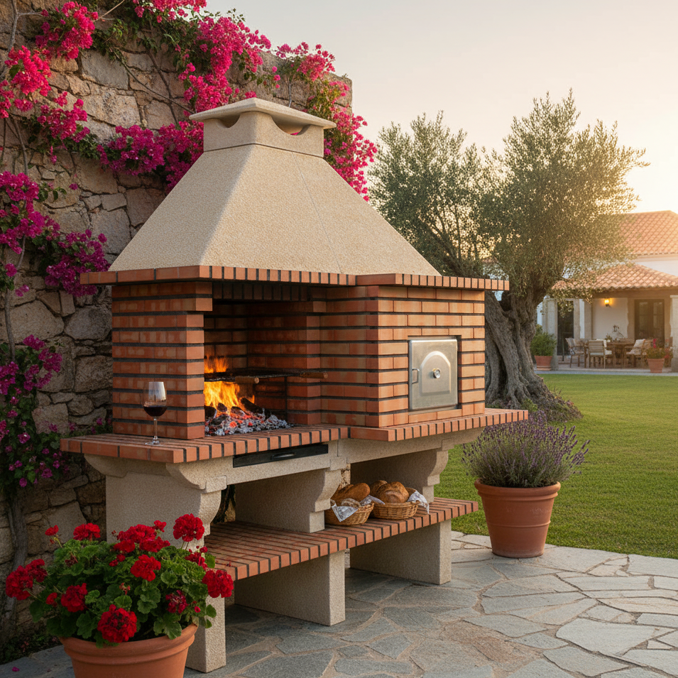 Barbacoa de Ladrillo TerraCotto 124 – Con Horno de Leña Ø75 cm