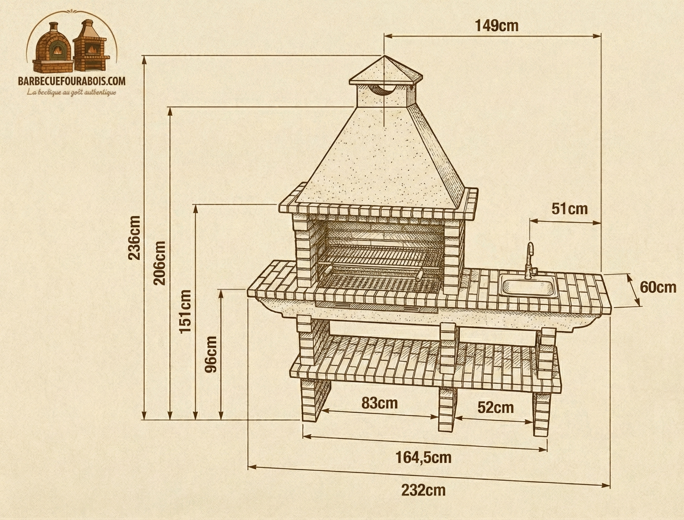 Barbacoa de Ladrillo TerraCotto 139 – Con Fregadero Integrado