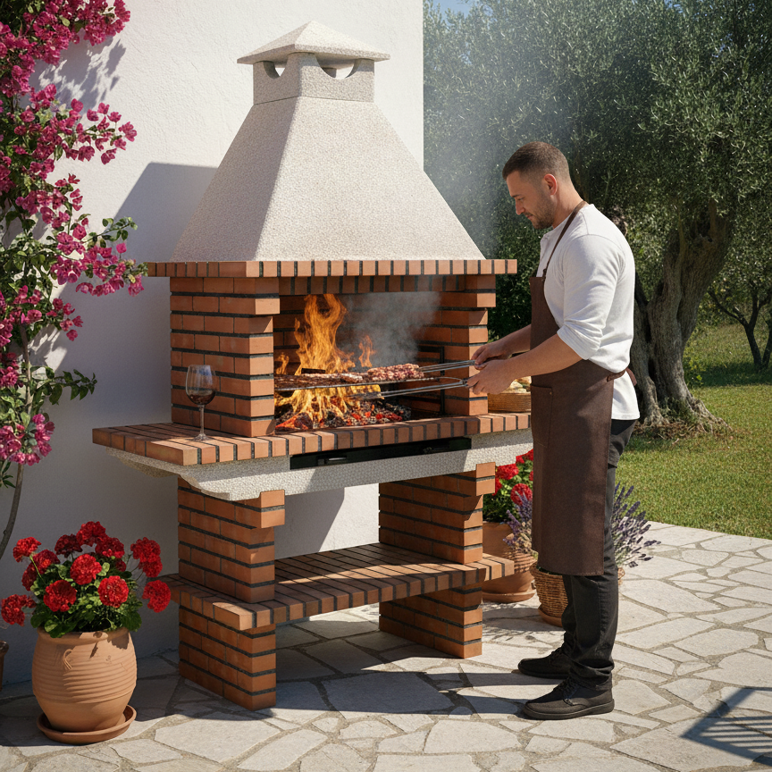 Barbacoa de Ladrillo TerraCotto 116 – Doble Estante Lateral